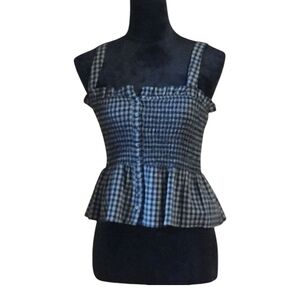 Forever 21 Gingham Crop Top Black & White Stretchy Checkered Size Small!